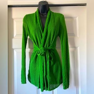 Anthropologie Knitted and Knotted Green Openwork Cardigan, XS